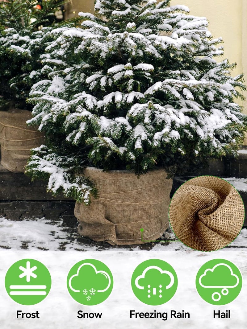 ANPHSIN 15ftx40in Natural Burlap Plant Covers Freeze Protection - Winter Frost Blankets Cloth Fabric Roll for Outdoor Bushes Trees Potted Plants Cold Weather - Image 2